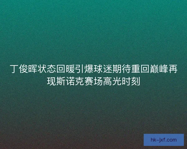 丁俊晖状态回暖引爆球迷期待重回巅峰再现斯诺克赛场高光时刻